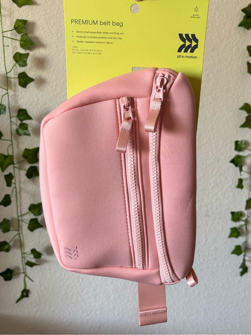 NWT All In Motion Premium Belt Bag Blush Pink Water-Resistant Knit Fanny Pack